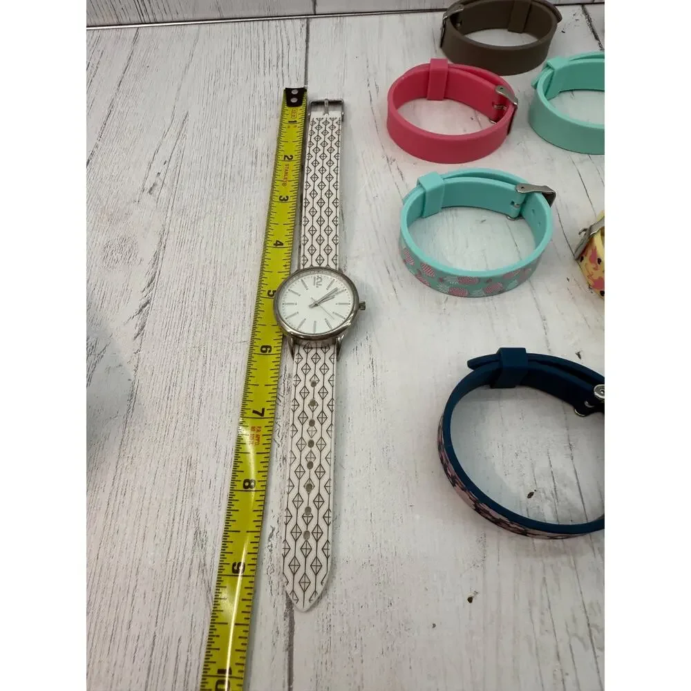 Watch 12 Interchangeable Silicone Rubber Bands NEW BATTERY Blue Pink Beach Cats
